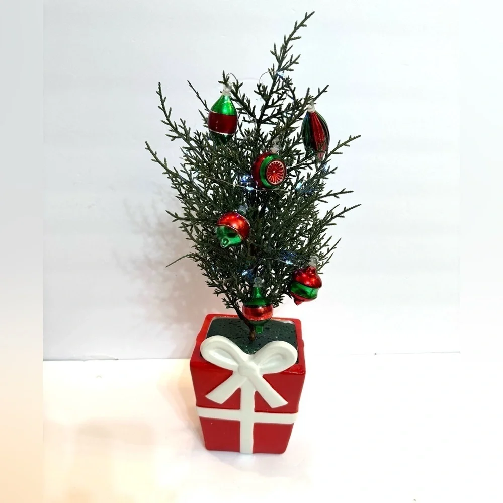 NEW OOAK Small Lighted Retro-Inspired Tree Ceramic Base 17”